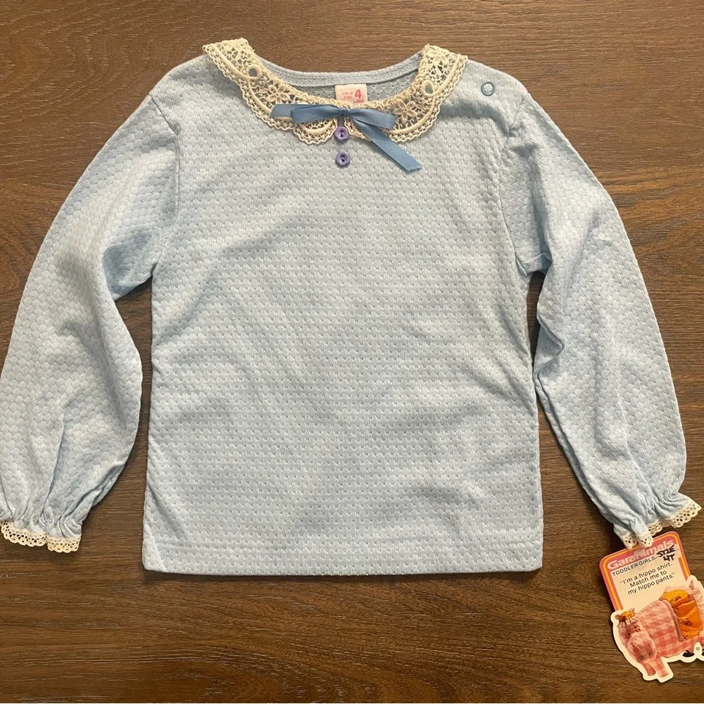 1970’s Garanimals Blue Lace Collar Shirt & Floral Corduroy Pants Set